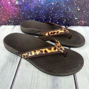 Vionic Women's Tide II‎ Leopard Print Recovery Comfort Thong Casual Sandals Sz 9